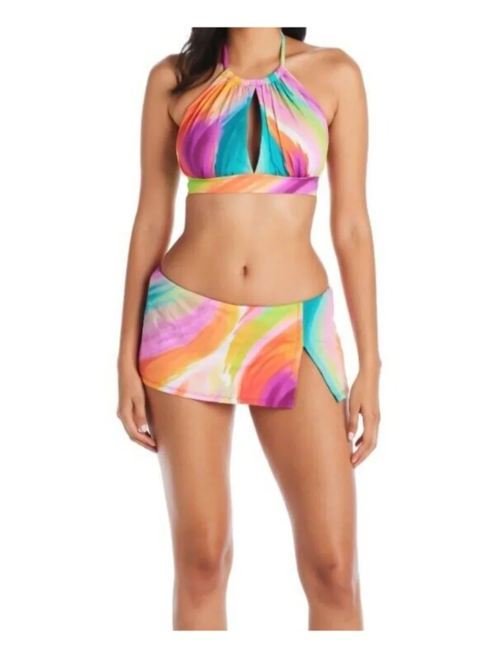 Bleu Rod Beattie 14 Splash Out Slit Skirt Bikini Bottom Swimwear Ombre Swimwear